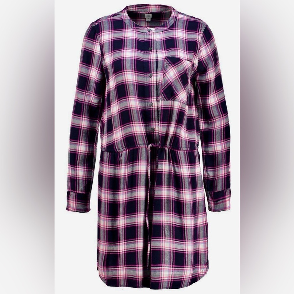 Gap plaid long sleeve dress in pink & navy XS